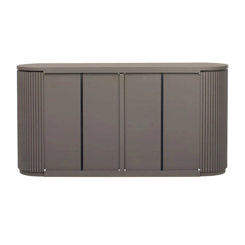 Vertical Striped Door Storage Cabinet with Metal Handles - MDF & Pine Veneer, 3 Adjustable Shelves