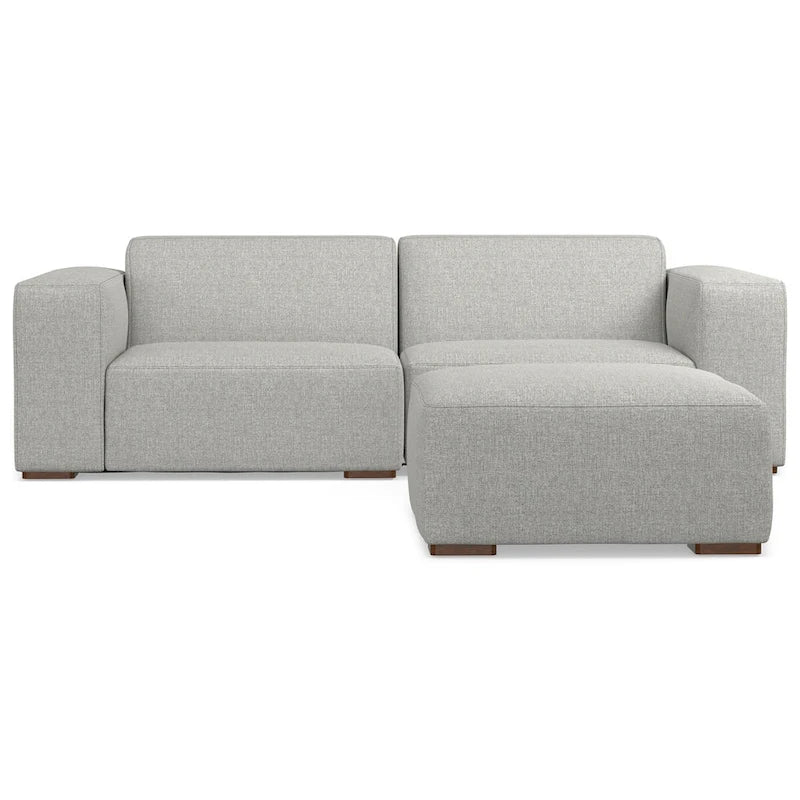 2-Seater Modular Sofa and Ottoman Set High-Density Foam Cores Solid Wood Feet Contemporary Living Room Furniture