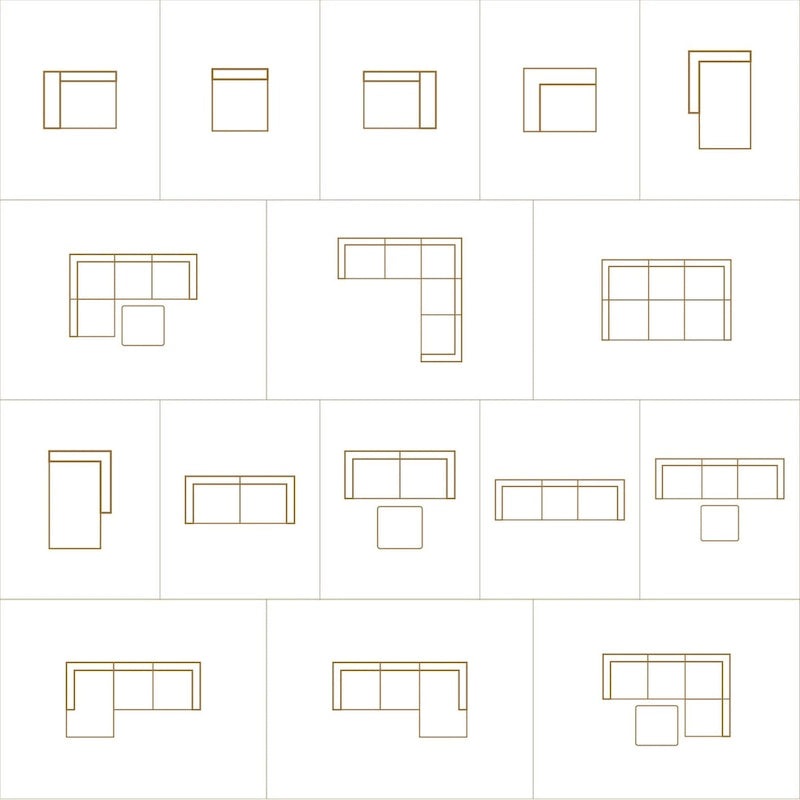2-Seater Modular Sofa and Ottoman Set High-Density Foam Cores Solid Wood Feet Contemporary Living Room Furniture