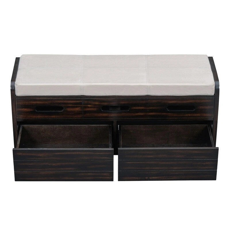 Storage Bench with 2 Drawers and Hidden Storage Space