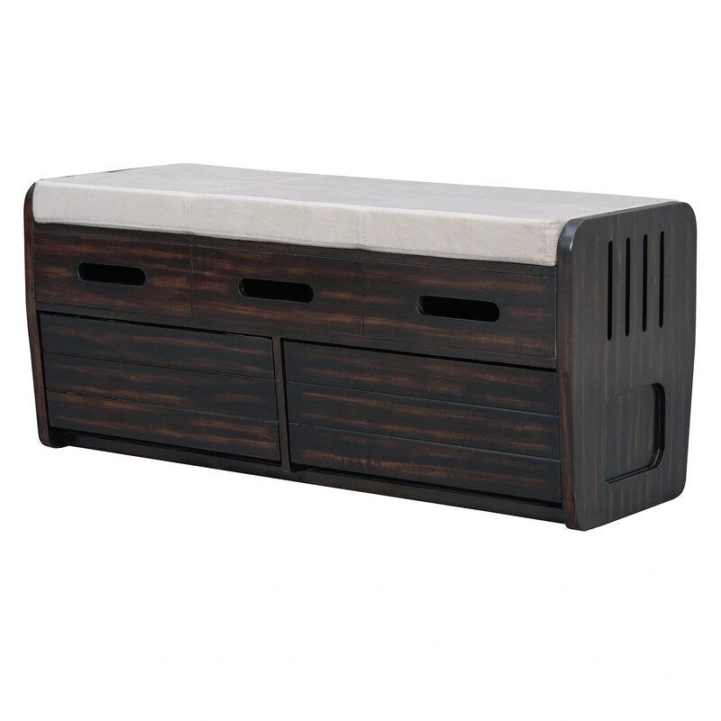 Storage Bench with 2 Drawers and Hidden Storage Space