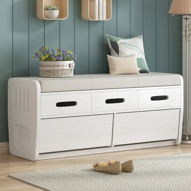 Storage Bench with 2 Drawers and Hidden Storage Space