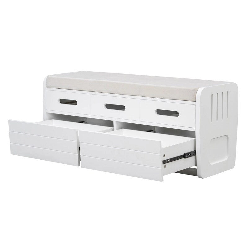 Storage Bench with 2 Drawers and Hidden Storage Space