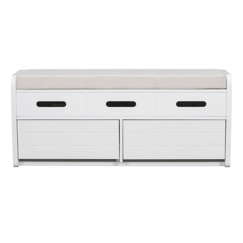 Storage Bench with 2 Drawers and Hidden Storage Space
