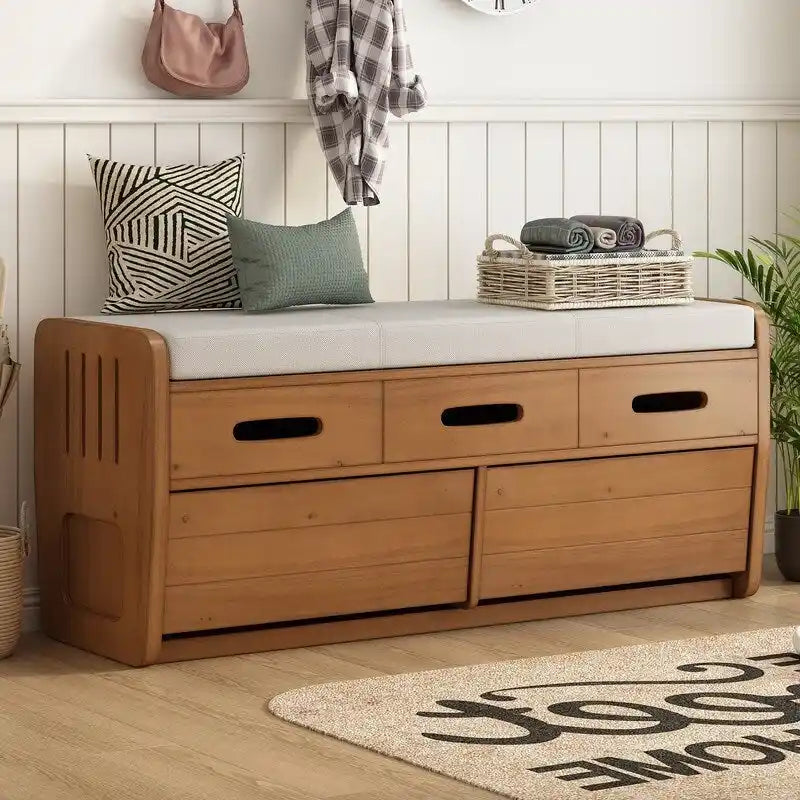 Storage Bench with 2 Drawers and Hidden Storage Space