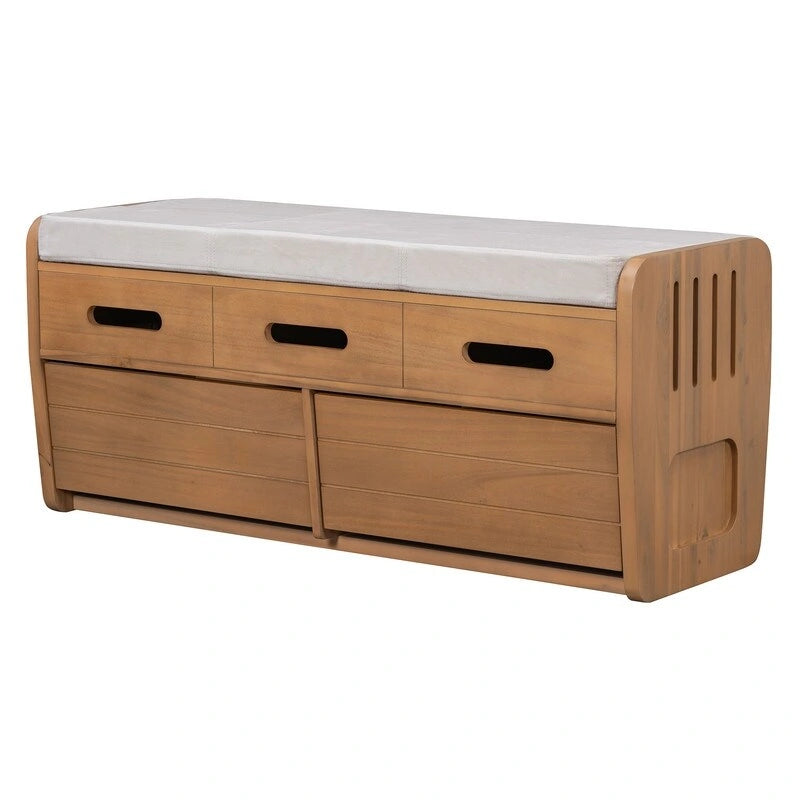 Storage Bench with 2 Drawers and Hidden Storage Space