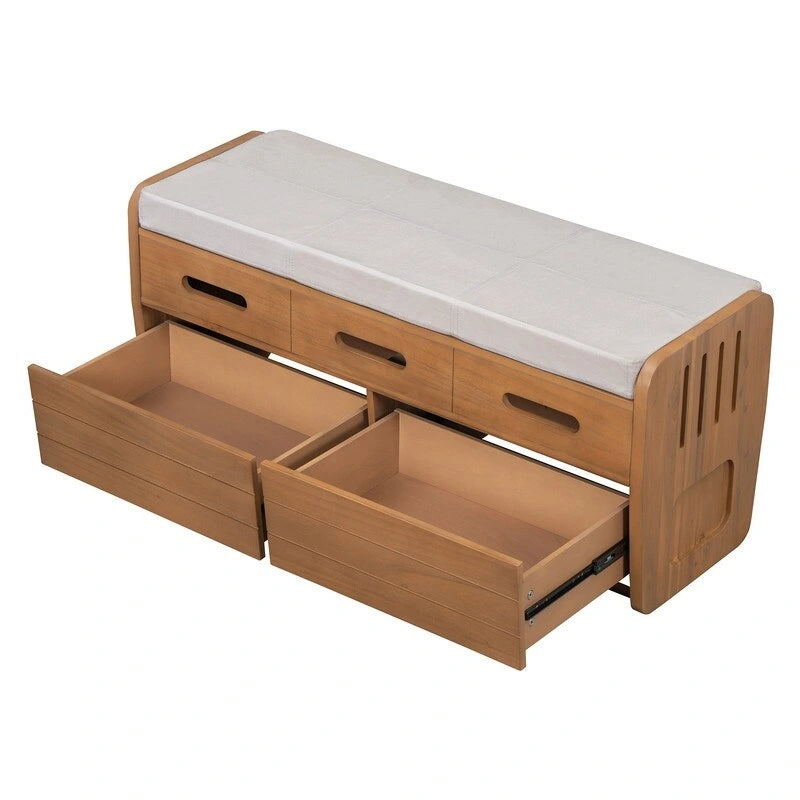 Storage Bench with 2 Drawers and Hidden Storage Space