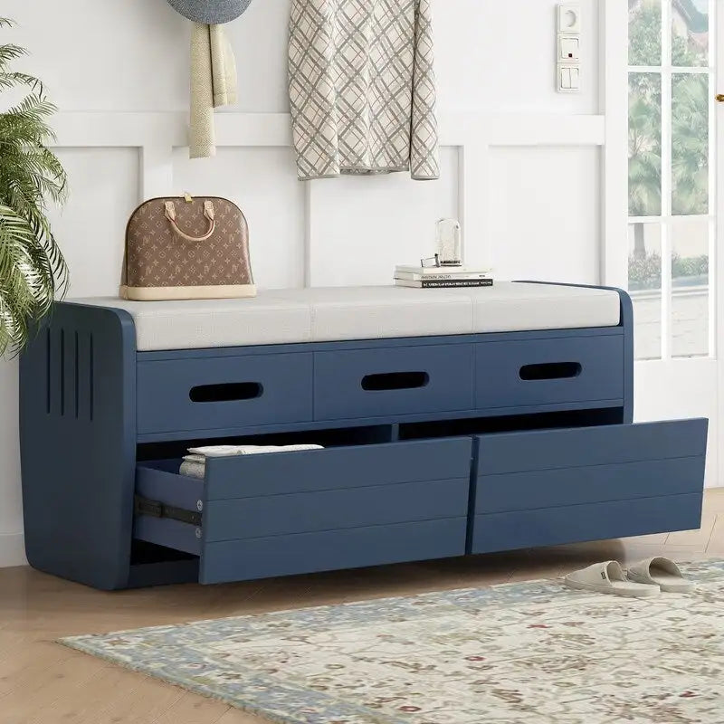 Storage Bench with 2 Drawers and Hidden Storage Space