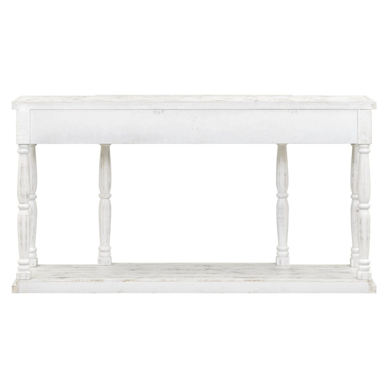 Retro Console Table - 4 Drawers & 1 Shelf, MDF Top with Pine Legs, 110lb Capacity, Black/White/Blue Available, Country Modern