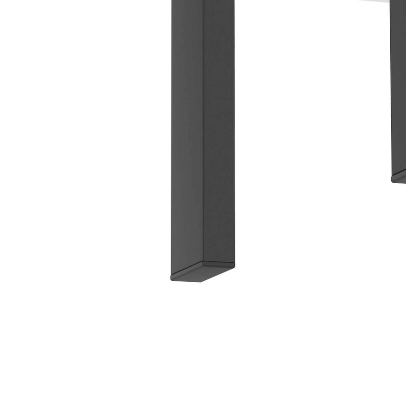 Set of 2 Modern Tempered Glass Tea Table Coffee Table End Table Black Glass Top Metal Legs Square Design