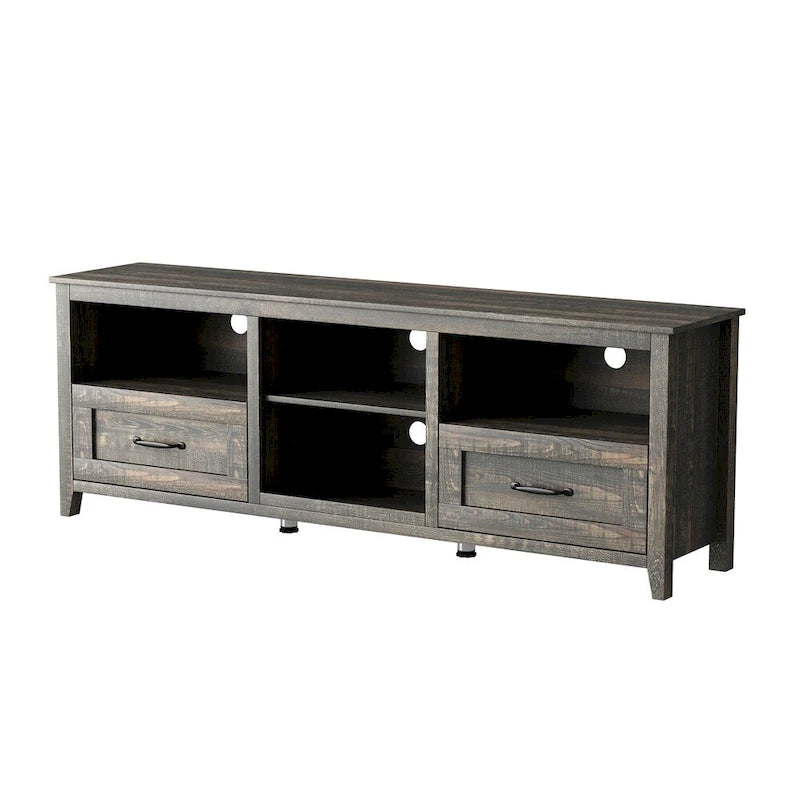 70-Inch TV Stand - 2 Drawers & 4 Open Shelves, Supports up to 60" TVs, 200lb Capacity, Particle Board & MDF Construction