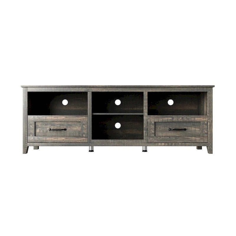 70-Inch TV Stand - 2 Drawers & 4 Open Shelves, Supports up to 60" TVs, 200lb Capacity, Particle Board & MDF Construction