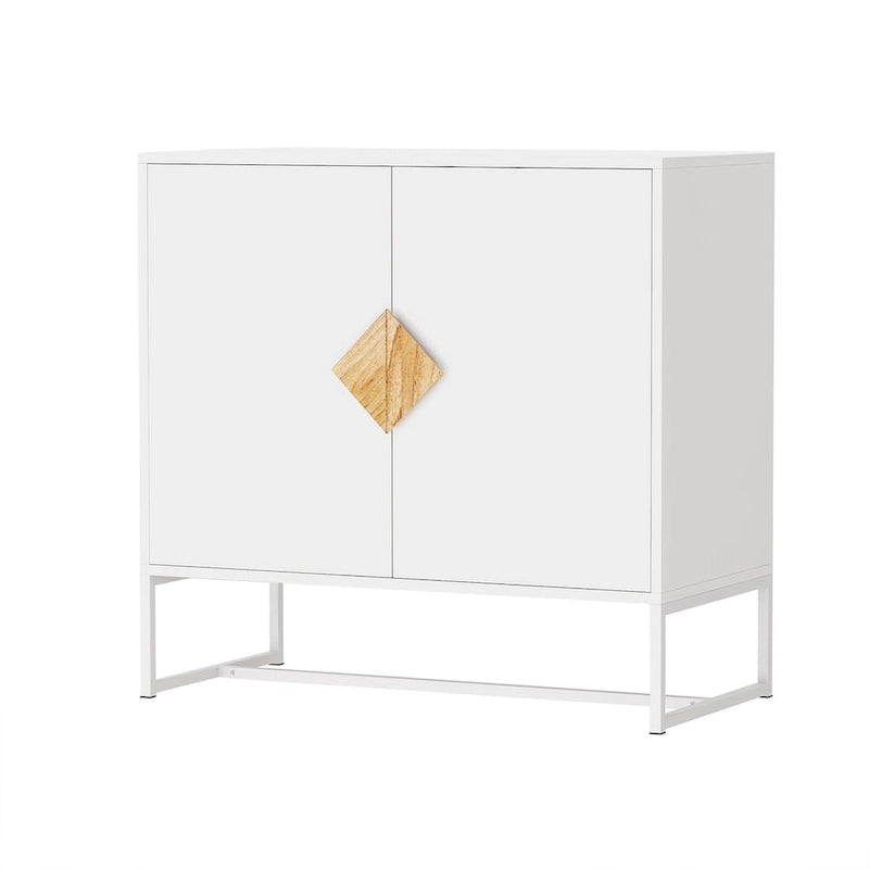 2-Door Sideboard Cabinet with Square Wood Handles - E1 MDF & Iron Frame, UV Painted Surface, 80 lbs Capacity - Multi-Purpose Storage Buffet