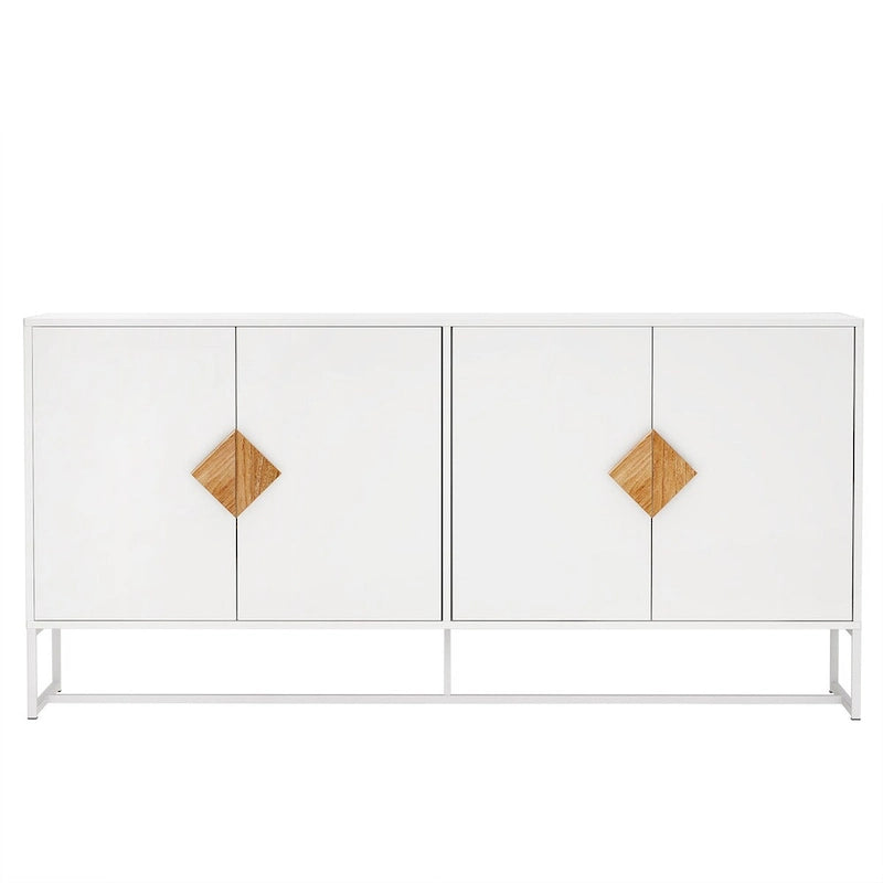 2-Door Sideboard Cabinet with Square Wood Handles - E1 MDF & Iron Frame, UV Painted Surface, 80 lbs Capacity - Multi-Purpose Storage Buffet