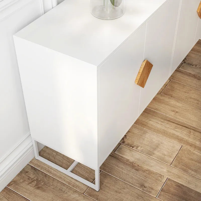 2-Door Sideboard Cabinet with Square Wood Handles - E1 MDF & Iron Frame, UV Painted Surface, 80 lbs Capacity - Multi-Purpose Storage Buffet
