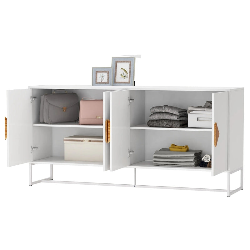2-Door Sideboard Cabinet with Square Wood Handles - E1 MDF & Iron Frame, UV Painted Surface, 80 lbs Capacity - Multi-Purpose Storage Buffet