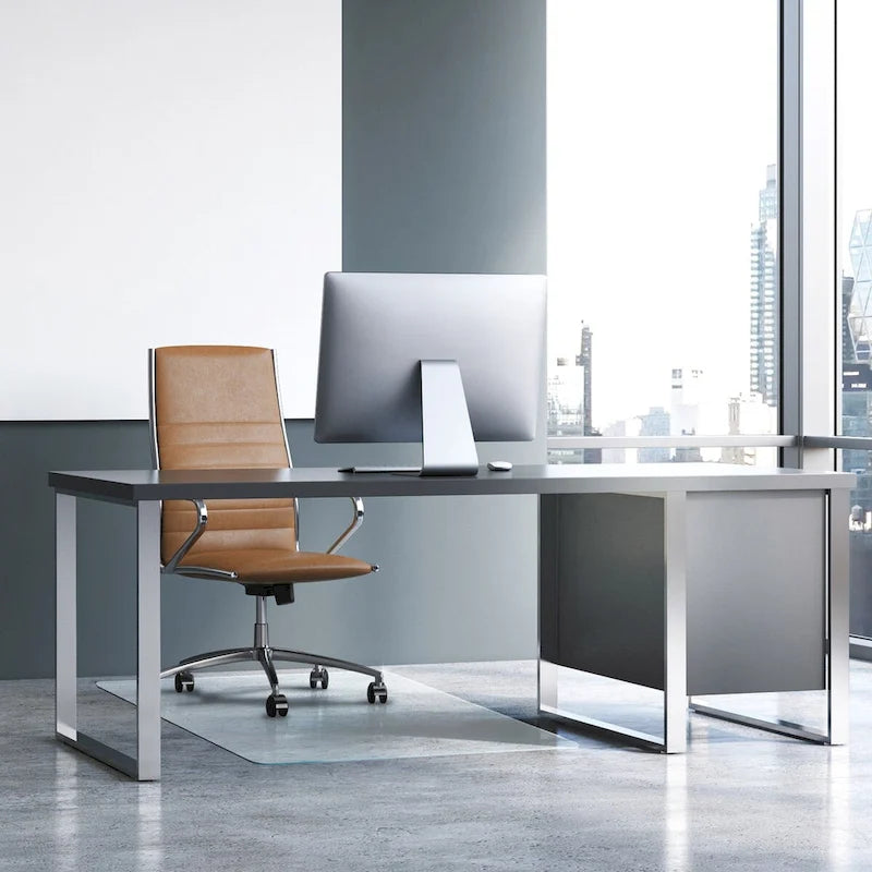 48" x 60" Tempered Glass Chair Mat for Hard Floors & Carpets - Crystal Clear, 1000 lbs Capacity, Ergonomic Surface - Heavy Duty Office Chair Mat