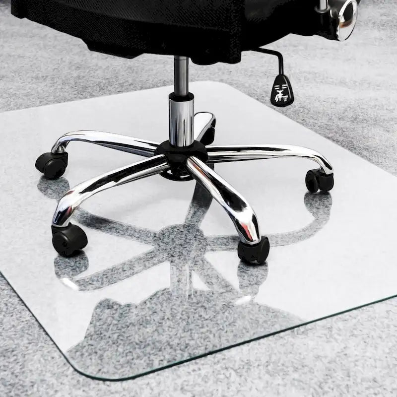 48" x 60" Tempered Glass Chair Mat for Hard Floors & Carpets - Crystal Clear, 1000 lbs Capacity, Ergonomic Surface - Heavy Duty Office Chair Mat