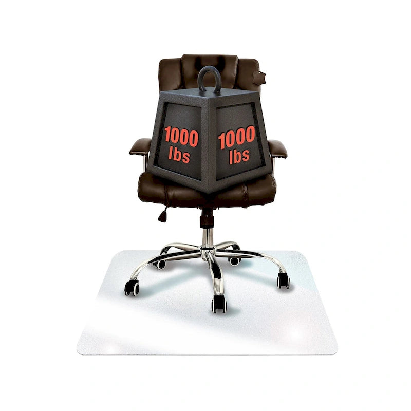 48" x 60" Tempered Glass Chair Mat for Hard Floors & Carpets - Crystal Clear, 1000 lbs Capacity, Ergonomic Surface - Heavy Duty Office Chair Mat