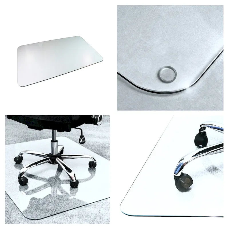 48" x 60" Tempered Glass Chair Mat for Hard Floors & Carpets - Crystal Clear, 1000 lbs Capacity, Ergonomic Surface - Heavy Duty Office Chair Mat