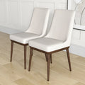 Mid-Century Modern Dining Chairs Set of 2 - Beige Fabric Upholstery, Walnut Wood Base, High Density Cushion, Ergonomic Design - Danish Inspired