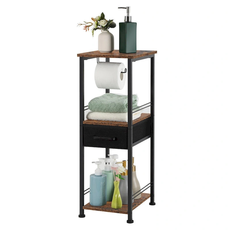 Freestanding Toilet Paper Storage Cabinet with Sliding Storage Drawer