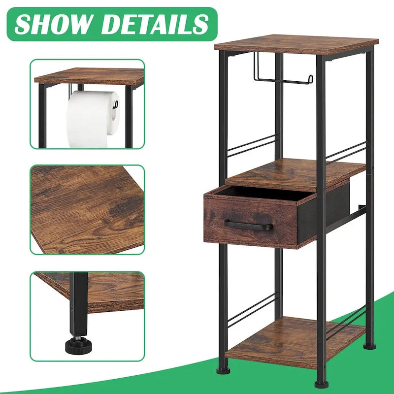 Freestanding Toilet Paper Storage Cabinet with Sliding Storage Drawer
