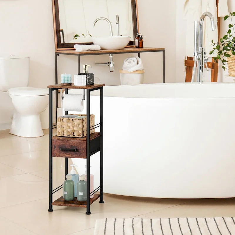 Freestanding Toilet Paper Storage Cabinet with Sliding Storage Drawer