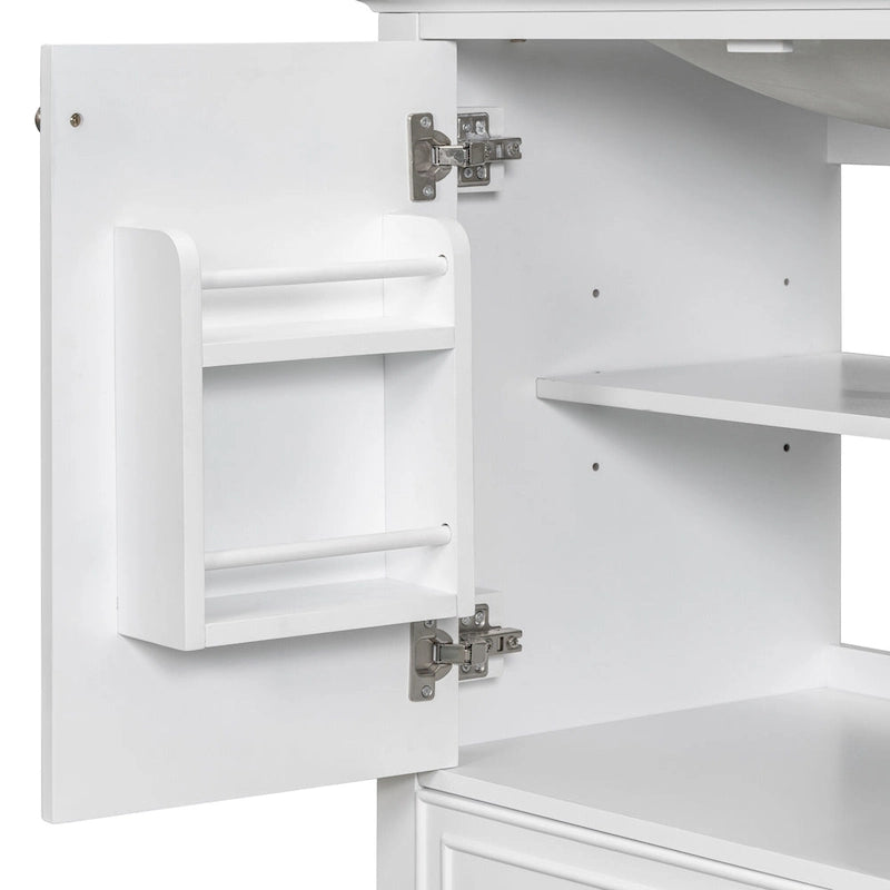 Bathroom Vanity Cabinet Base - 2 Doors with Tiered Racks, 1 Drawer, Adjustable Shelf, Solid Wood & MDF, Grey/White Available