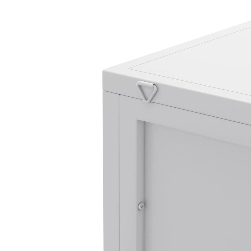 3-Tier Corner Cabinet - Tempered Glass Doors, Iron Frame, 66lb Top Capacity, Black/White, Double-Layer Storage, 22x43"