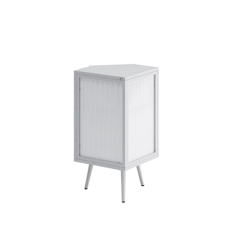 3-Tier Corner Cabinet - Tempered Glass Doors, Iron Frame, 66lb Top Capacity, Black/White, Double-Layer Storage, 22x43"