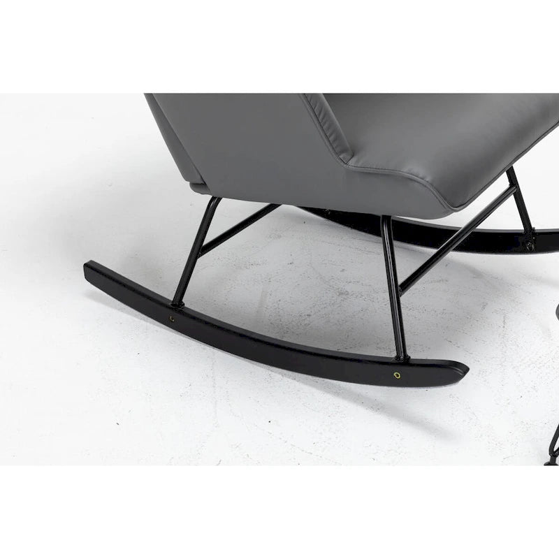 Glider Rocking Chair with Ottoman - Lumbar Pillow, Deep Seat, Wood & Metal Base, Ergonomic Nursery/Living Room/Bedroom Rocker