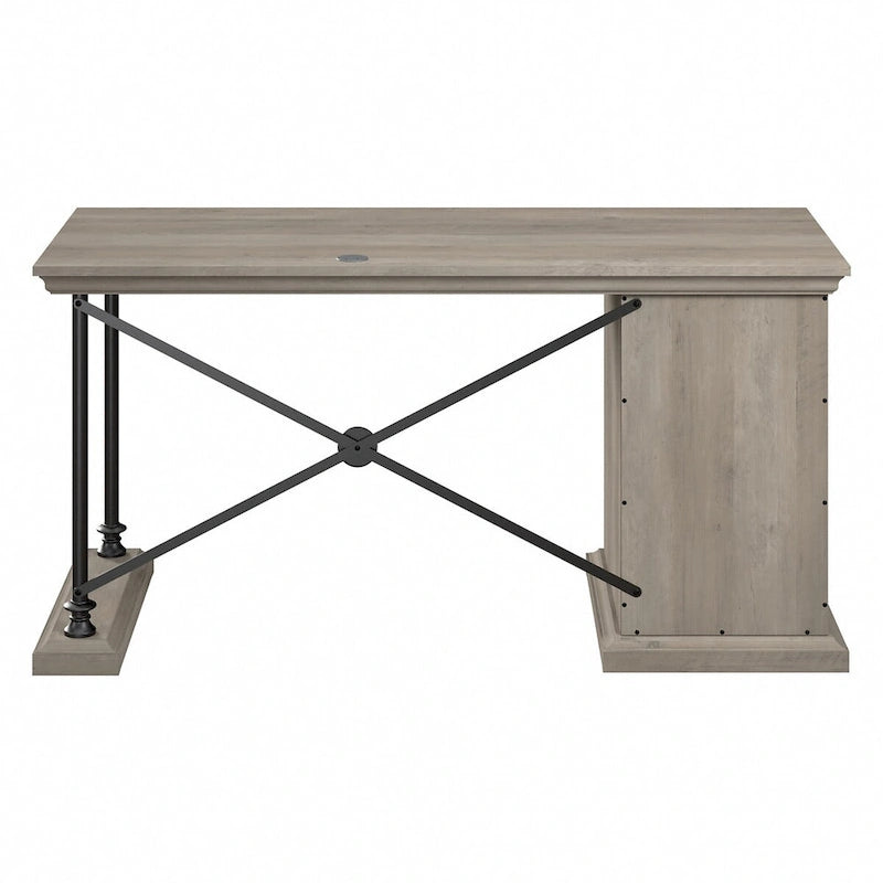 60W Industrial Designer Desk with Storage, Full-Extension Drawer, Adjustable Shelf, 200 lbs Capacity